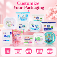 Capsules de lessive parfumées BloomWell Luxury 3-en-1, nettoyage en profondeur 8X, adoucissant pour tissus, parfum longue durée, 45 paquets