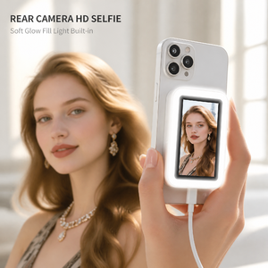 Funda de Teléfono con Espejo para Selfies, Recargable y Portátil, con Pantalla Dividida, Luz LED Magnética, Compatible con Todos los Teléfonos - Product Image 5