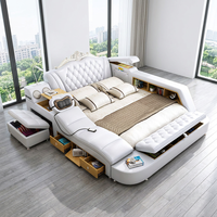 Ensemble de lit complet avec matelas en latex de cocotier, rangement intégré, style européen, taille King Queen, pour hôtel et maison