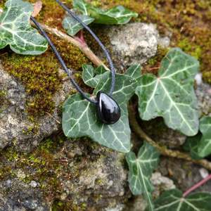 <strong>Obsidian</strong> <strong>Necklace</strong> Choker <strong>Black</strong> Tourmaline <strong>Necklace</strong> for Women Adjustable Natural Stone Drop Shape Pendant <strong>Necklace</strong> Rope Chain - Product Image 4