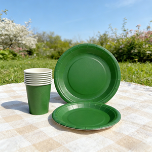 DAMAI - Vajilla de Papel de Color Sólido para Fiestas, Juego de Vajilla Desechable de Color Liso, Platos de 7 y 9 Pulgadas, Vasos de Papel, Servilletas - Product Image 2