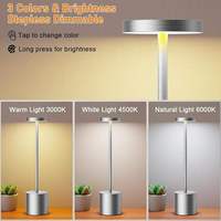 Lampe de table LED sans fil moderne rechargeable avec variateur tactile, lampe de bureau portable de luxe pour la décoration de chambre