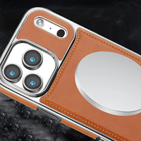Étui de téléphone en cuir PU Denior avec support magnétique électroplaqué et béquille, compatible avec les séries Apple 18/17/16/15/14/13/12