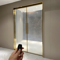 Puerta corredera automática de levitación magnética para restaurante, puerta de cristal inteligente conmutable, puerta de bolsillo corredera Interior
