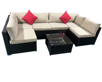 Yoho Factory Outdoor Rattan-Gartenmöbel-Set Modernes Design Garten-Rattan-Sofa Stahlrahmen Essgruppe Umweltfreundlich Wasserdicht