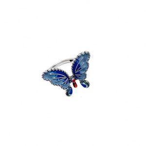 Chinese Style Vintage <b>Silver</b> Plated Enamel Butterfly <b>Ring</b> Women Girls Jewelry Ethnic Style Blue Insect <b>Adjustable</b> Opening <b>Rings</b> - Product Image 5