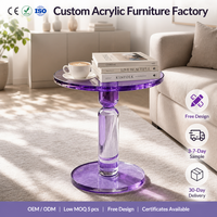 Table basse moderne ronde en acrylique transparent dégradé, mobilier de salon avec matériaux élégants pour usage domestique, fabricant
