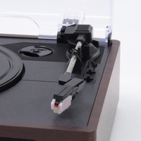 Support des petites commandes, MOQ 1 pièce, lecteur de vinyle en bois, lecteur de musique LP domestique, intégré avec 2 haut-parleurs, phonographe