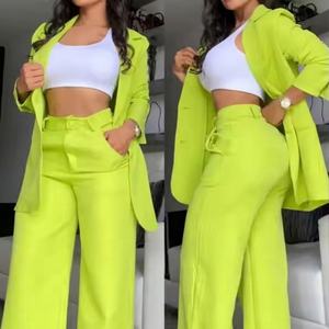 New Elegant Pink Summer Style Jacket <b>Pants</b> Set for Women New Arrival Casual Daily Wear with Solid Pattern Digital Printing Top - Product Image 4