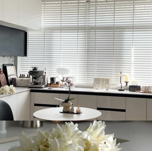 Tende in <span class=keywords><strong>Legno</strong></span> di Produzione Industriale, Tende Solide per Finestre di Colore Bianco, Stile Semplice, Certificate per Cucina e Camera da Letto - Product Image 2