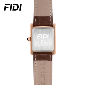 FIDI Women's Classic Rectangle Analog <b>Watch</b> with Roman Numeral Dial Rose Gold <b>Case</b> Brown Leather Strap Perfect for Daily Office - Product Image 5