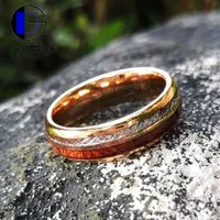 Ювелирные изделия Gentdes на заказ, свадебное кольцо из дерева КоА и вольфрама с инкрустацией из метеорита и розового золота