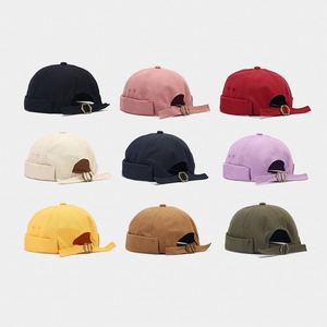 Custom Logo Patch Cotton Melon Skin <b>Cap</b> Outdoor Street Vintage <b>Brimless</b> Baseball <b>Cap</b> Hat for Men - Product Image 3