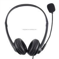 Casque d'ordinateur USB 3,5 mm Plug-and-Play avec micro pivotant sans suppression de bruit (ANC) pour centre d'appels