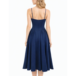 Vestido Midi Largo de Verano para Mujer, Elegante, Casual, con Cintura Imperio Plisada, Estilo Informal, de Lujo, Fabricante OEM, Venta al Por Mayor Personalizada - Product Image 3