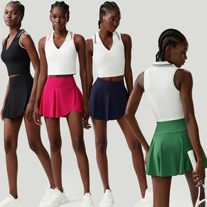 Roregal Stretch Yoga Ärmelloses Top Tennis rock Set Sexy Sportswear Yoga Gym Wear Golf Tennis rock 2-teiliges Set mit Tasche - Product Image 1