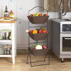 Support en osier à trois couches pour salon affichage chambre vêtements stockage Raten <span class=keywords><strong>panier</strong></span> de fruits salle de bain élégante - Product Image 6