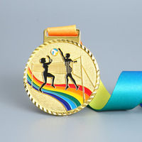 Vente en gros d'usine, médailles de sport personnalisées en alliage de zinc doré, diamètre 70 mm, trophées, plaques, ruban imprimé par sublimation, OEM ODM