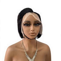 Perruque complète Lace Front courte et droite, style bob, de type européen-américain, style africain, exportée, pour perruque à découper, peut être permanentée et teinte, 6 pouces