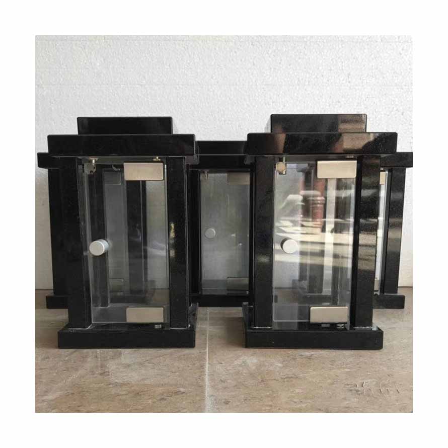 European Style Cemetery Usage Memorial Black Granite Lamps and Lanterns Grave Natural Stone Lantern for Graves