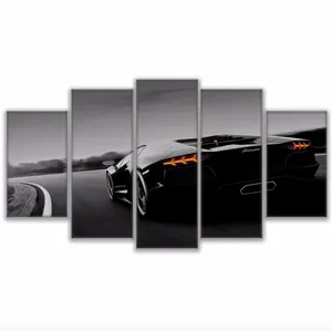 Moderne Un-gedehnt Bild Malerei Schwarz Sport Supercar Racing Auto Leinwand Poster Drucken für Dekoration