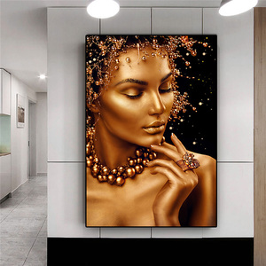 Arte africano figura lienzo impresión pintura hogar Hotel pared decoración negro mujeres retrato pintura sobre lienzo - Product Image 3