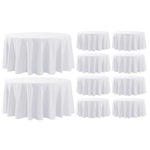 Hot Selling 120 Inch 132 Inch <b>Table</b> ClothJacquard Polyester <b>Round</b> White Tableclothfor Wedding Party Banquet Event Restaurant - Product Image 1