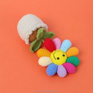 Maceta de Girasol de Ganchillo Colorida, Flor Artificial Tejida a Mano para el Día de la Madre, San Valentín, Día del Padre, Halloween - Product Image 4