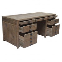Bureau de réception exécutif en bois massif de style français classique et antique, personnalisable, avec tiroirs, Hoolnn HL890R-150