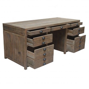 Escritorio de Recepción Ejecutivo de Madera Maciza de Diseño Francés Clásico Antiguo HL890R-150 con Cajones - Product Image 4