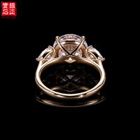 Bague en argent sterling 925 plaqué or avec trois pierres en moissanite, sertie de griffes, formes multiples, bijoux de luxe pour fiançailles et mariage pour femmes