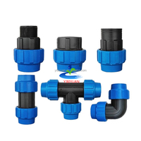 Kit de système d'irrigation goutte à goutte d'eau agricole Accessoires Raccords de tuyaux goutte à goutte 25mm Connecteur à compression Vannes de tuyau en plastique