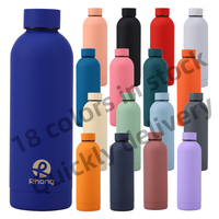 Botellas de Agua Deportivas de Acero Inoxidable con Aislamiento al Vacío de Doble Pared, Recubrimiento de Goma Suave, Boca Pequeña, 500 ml, 750 ml, con Logotipo Personalizado