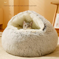 Coussin de couchage pour chat en fibre écologique imperméable et chaude pour l'hiver, avec motif uni lavable, petit chenil pour chien
