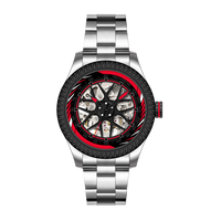 BOMAXE Unique Creative Japon Montre À Quartz pour Hommes En Gros Bleu Étanche Voiture Jante Volant Montre En Acier Inoxydable Cristal