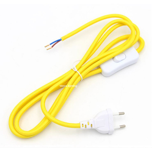 Dây Nguồn 220V AC Với Phích Cắm Châu Âu Chuyển Đổi Nội Tuyến Dệt Bện Dây Cáp Bọc 2 Mét - Product Image 1