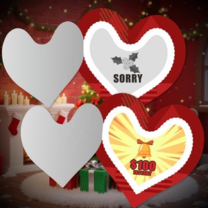 Heart Shape Pull Tab Ticket Custom Recyclable <b>Paper</b> Offset Printing 1 Instant Win Christmas Design for Usa - Product Image 3