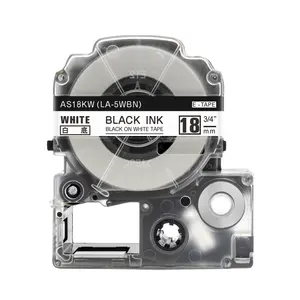 Cartucho para impressora kingjim/epson, cartucho compatível com etiqueta de 18mm, preto sobre branco