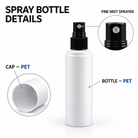 Flacon pulvérisateur PET blanc 100ml 120ml 150ml avec pompe noire, atomiseur à brume fine, vide, avec bouchon complet, emballage cosmétique OEM