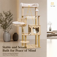 Arbre à chat minimaliste en gros avec capsule spatiale, structure d'escalade pour chat à plusieurs niveaux en panneau de densité, tour pour chats d'intérieur