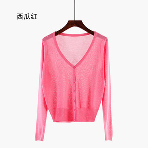 سترة نسائية صيفية بتصميم كوري رقيق سترة نسائية من الشمس بألوان سادة - Product Image 5