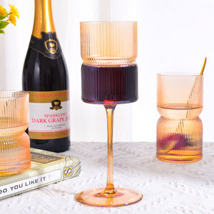 Verre à whisky Samyo personnalisé de 430 ml, style vintage, origami, côtelé, couleur ambre, cristal, résistant au <span class=keywords><strong>lave</strong></span>-<span class=keywords><strong>vaisselle</strong></span> - Product Image 3