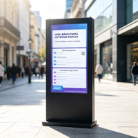 Layar LCD Digital Signage 75 Inci untuk Luar Ruangan, Kecerahan Tinggi 2000nit, Tahan Air IP65, Model Berdiri, untuk Iklan dan Poster