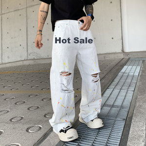 <span class=keywords><strong>Jeans</strong></span> Rectos Lavados Retro 2025 para <span class=keywords><strong>Hombre</strong></span>, Pantalones Vaqueros Holgados de Moda Urbana, Estilo Hip Hop, Desgastados, Y2k - Product Image 1