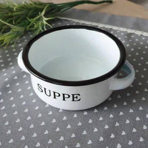 8cm 11cm 14cm 18cm niños restaurante cocina artesanía hecha a mano Metal cena esmalte Snack <span class=keywords><strong>Tapas</strong></span> juego de cuencos para servir con dos asas - Product Image 5