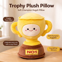 Peluche Trophée NO.1 Dessin Animé Mignon Très Vendue - Jouet en Peluche Doux Coupe de Champion Dorée pour Récompenses Sportives