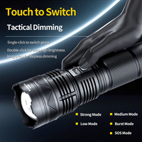 Lampe torche rechargeable en alliage d'aluminium, LED super lumineuse, 5 modes, zoom, étanche IP65, portée du faisceau 300-400 m