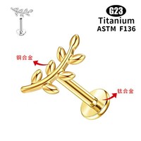 Piercing corporel en Titane F136 avec Zircon, design griffe de chat en branche, style minimaliste basique, à filetage interne, pour lèvre et oreille