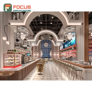 เคาน์เตอร์บริการร้านกาแฟหรูหรา ตกแต่งด้วยไม้ลามิเนต พร้อมพื้นที่จัดแสดงเมล็ดกาแฟ สำหรับหน้าร้าน - Product Image 3