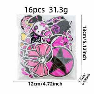 Nuevas Botas Góticas de Fieltro Rosa Oscuro con Calaveras Bordadas en 3D y Parches de Conejo para Accesorios de Ropa - Product Image 2